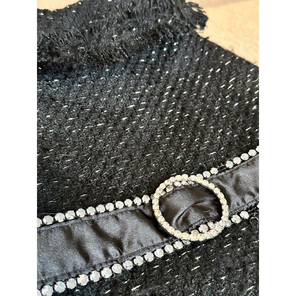 Dog Sparkly Jacket with Bling Belt Dress Costume Outfit Pet Fashion Black Sz M - Picture 2 of 8